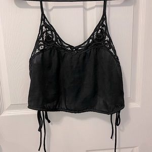 Free People Intimately Black Silk Crop top